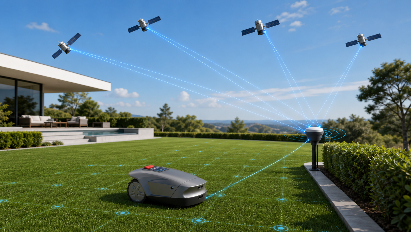 Mowsion RTK satellite positioning principle render